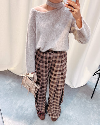 STATEMENT CHECK TROUSERS - BROWN/BEIGE
