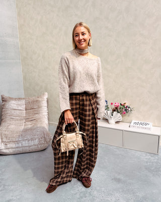 STATEMENT CHECK TROUSERS - BROWN/BEIGE