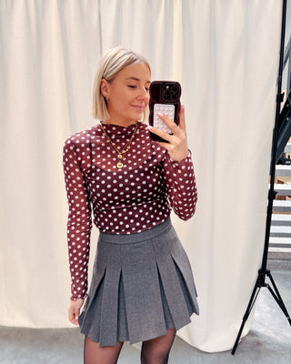 POLKA CHIC MESH TOP - BURGUNDY - By Lenz