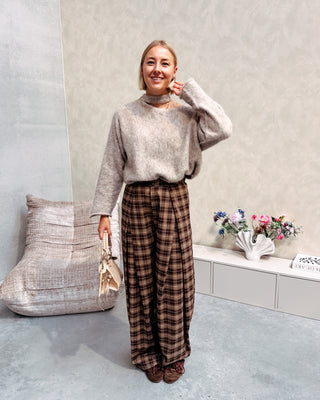 STATEMENT CHECK TROUSERS - BROWN/BEIGE