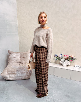 STATEMENT CHECK TROUSERS - BROWN/BEIGE