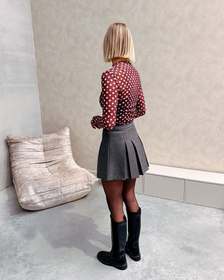 POLKA CHIC MESH TOP - BURGUNDY - By Lenz