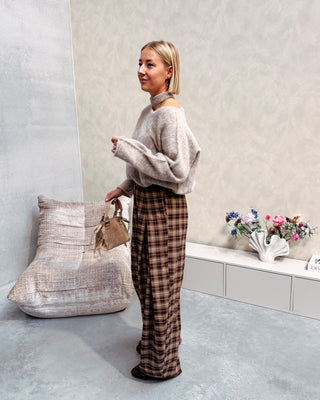 STATEMENT CHECK TROUSERS - BROWN/BEIGE
