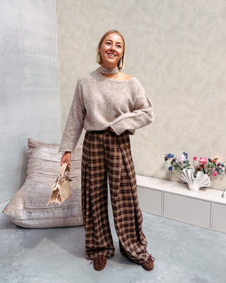 STATEMENT CHECK TROUSERS - BROWN/BEIGE