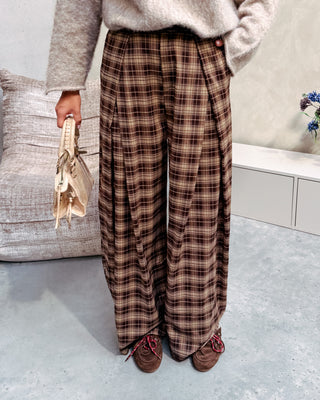 STATEMENT CHECK TROUSERS - BROWN/BEIGE