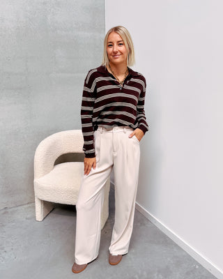 LOVE MY POLO KNIT - BROWN/CREAM - By Lenz