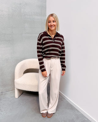 LOVE MY POLO KNIT - BROWN/CREAM - By Lenz