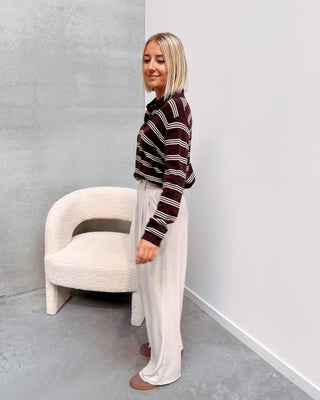 LOVE MY POLO KNIT - BROWN/CREAM - By Lenz