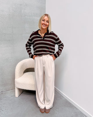 LOVE MY POLO KNIT - BROWN/CREAM - By Lenz