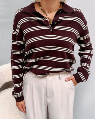 LOVE MY POLO KNIT - BROWN/CREAM - By Lenz