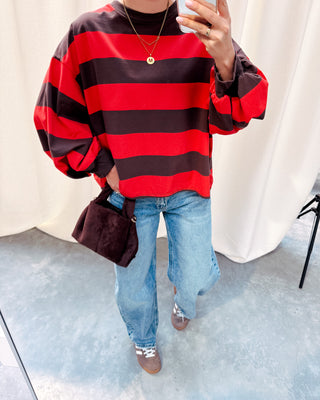 YASMIN SWEATER - RED/BROWN