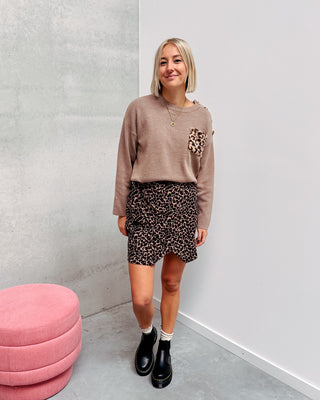 LUNA CORDUROY LEOPARD SKIRT