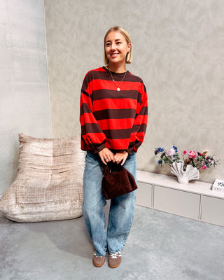 YASMIN SWEATER - RED/BROWN