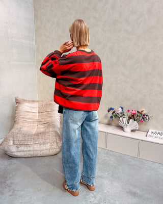 YASMIN SWEATER - RED/BROWN