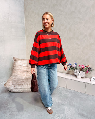 YASMIN SWEATER - RED/BROWN