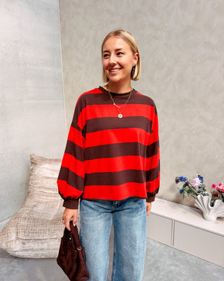 YASMIN SWEATER - RED/BROWN