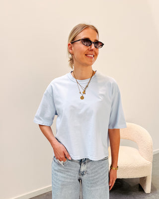 BRANDY CROPPED TEE - LIGHT BLUE - By Lenz
