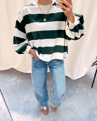 YASMIN SWEATER - GREEN/CREAM