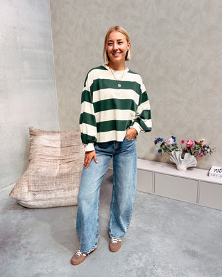 YASMIN SWEATER - GREEN/CREAM