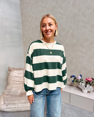 YASMIN SWEATER - GREEN/CREAM