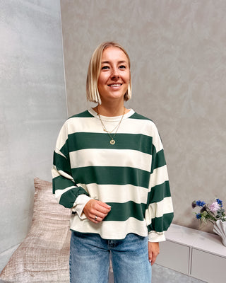 YASMIN SWEATER - GREEN/CREAM