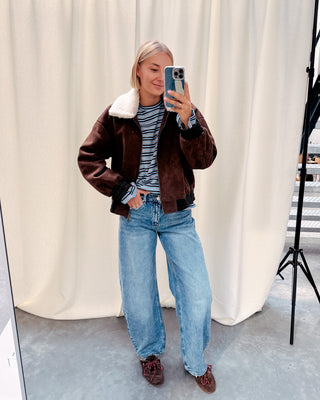 KAAT STRIPED LONGSLEEVE - LIGHT BLUE/BROWN