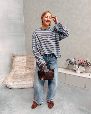 KAAT STRIPED LONGSLEEVE - LIGHT BLUE/BROWN