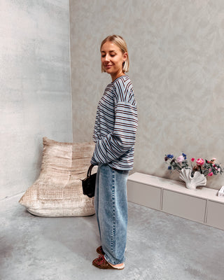 KAAT STRIPED LONGSLEEVE - LIGHT BLUE/BROWN