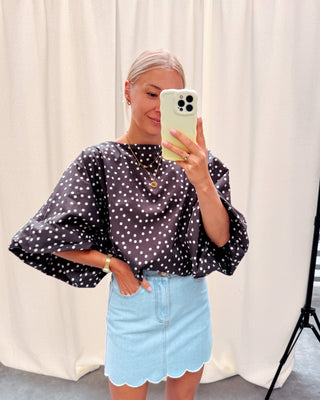 JULIETTE BLOUSE - PRETTY POLKA BROWN