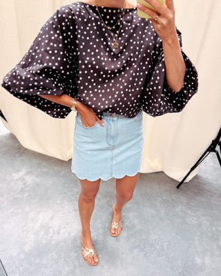 JULIETTE BLOUSE - PRETTY POLKA BROWN
