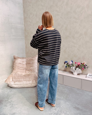 KAAT STRIPED LONGSLEEVE - NAVY BLUE/KAKI