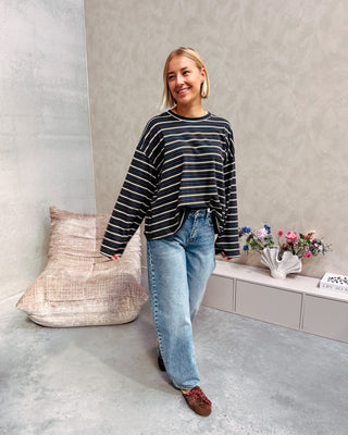 KAAT STRIPED LONGSLEEVE - NAVY BLUE/KAKI