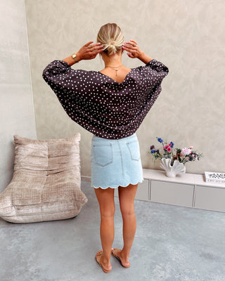 JULIETTE BLOUSE - PRETTY POLKA BROWN