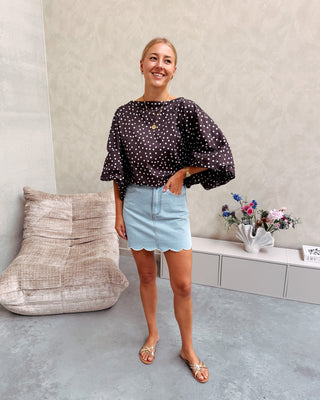 JULIETTE BLOUSE - PRETTY POLKA BROWN