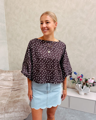JULIETTE BLOUSE - PRETTY POLKA BROWN