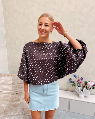 JULIETTE BLOUSE - PRETTY POLKA BROWN