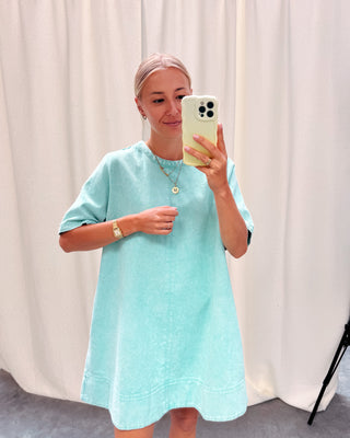 CHARLENE DENIM DRESS - PASTEL MINT