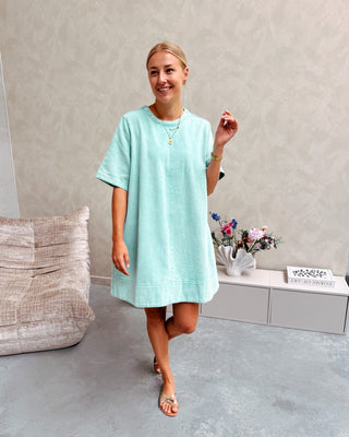 CHARLENE DENIM DRESS - PASTEL MINT