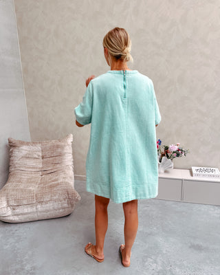 CHARLENE DENIM DRESS - PASTEL MINT