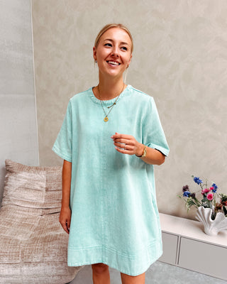 CHARLENE DENIM DRESS - PASTEL MINT