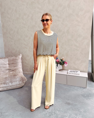 PERFECT BALLOON TOP - BEIGE/BLACK STRIPES - By Lenz
