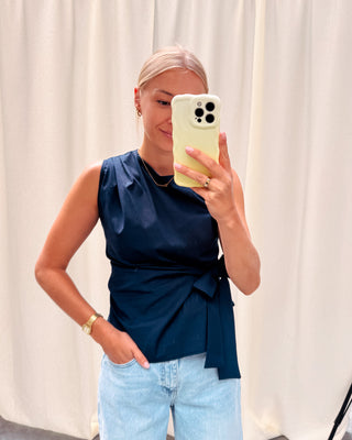 GRACE BOW TOP - NAVY BLUE