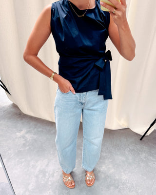 GRACE BOW TOP - NAVY BLUE