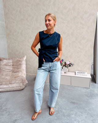 GRACE BOW TOP - NAVY BLUE