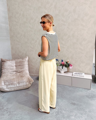 PERFECT BALLOON TOP - BEIGE/BLACK STRIPES - By Lenz