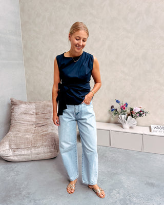 GRACE BOW TOP - NAVY BLUE