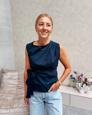 GRACE BOW TOP - NAVY BLUE