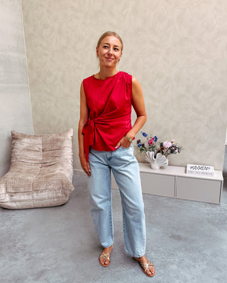 GRACE BOW TOP - RED