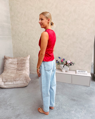 GRACE BOW TOP - RED