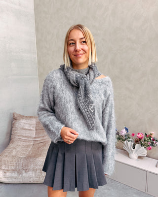 KIKKI PAISLEY SCARF - GREY